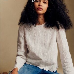 Sezane Size 8 Ecru Long Sleeve Top